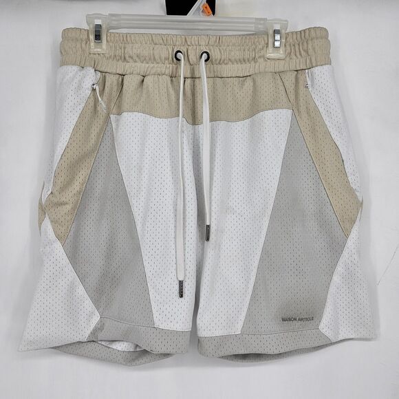 Maison Article Shorts Mens Large Mesh Colorblock Athletic Drawstring Lightweight - Picture 1 of 15